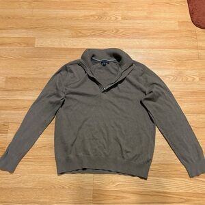 Banana Republic Men's Olive Gray Zip-Up Sweater